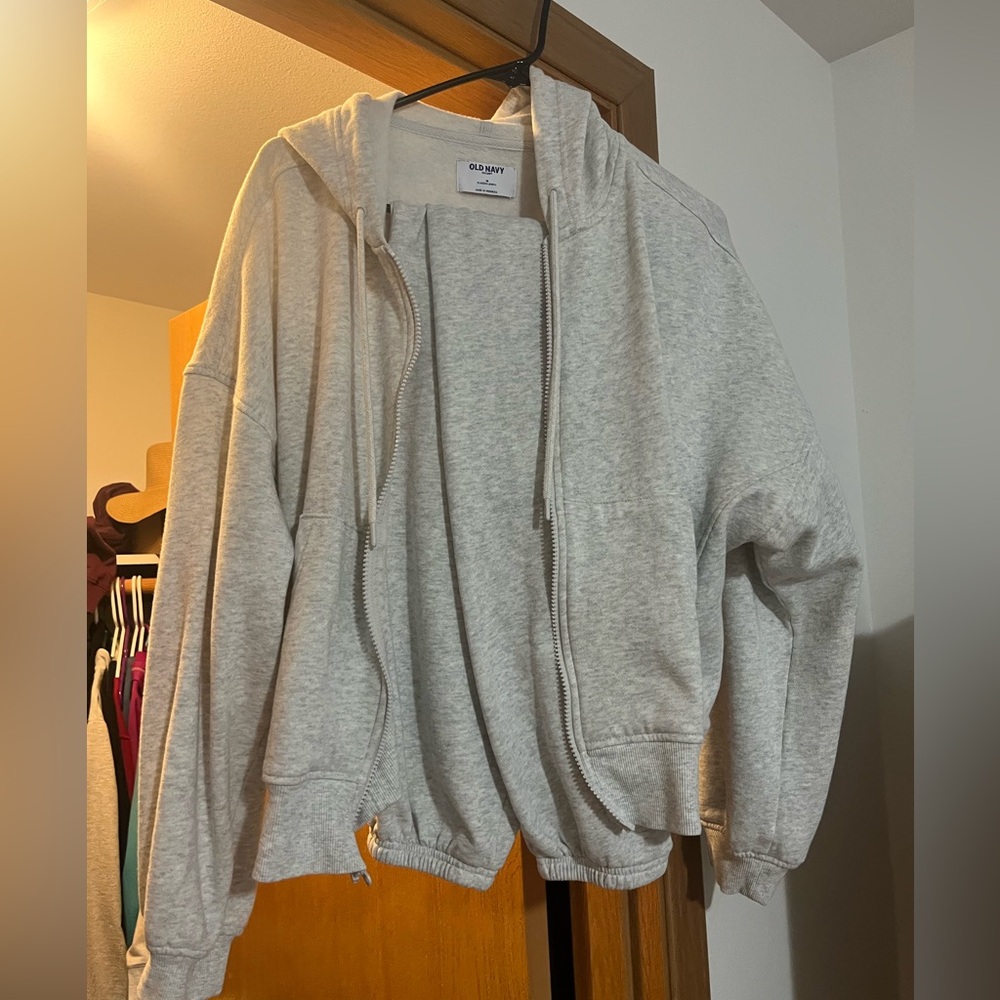 Old Navy Set Light Heather Gray Hoodie - Classic Zip-Up and pants